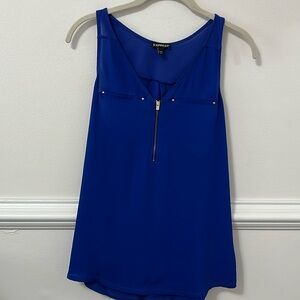 Women’s blue express tank top with zipper front, size small